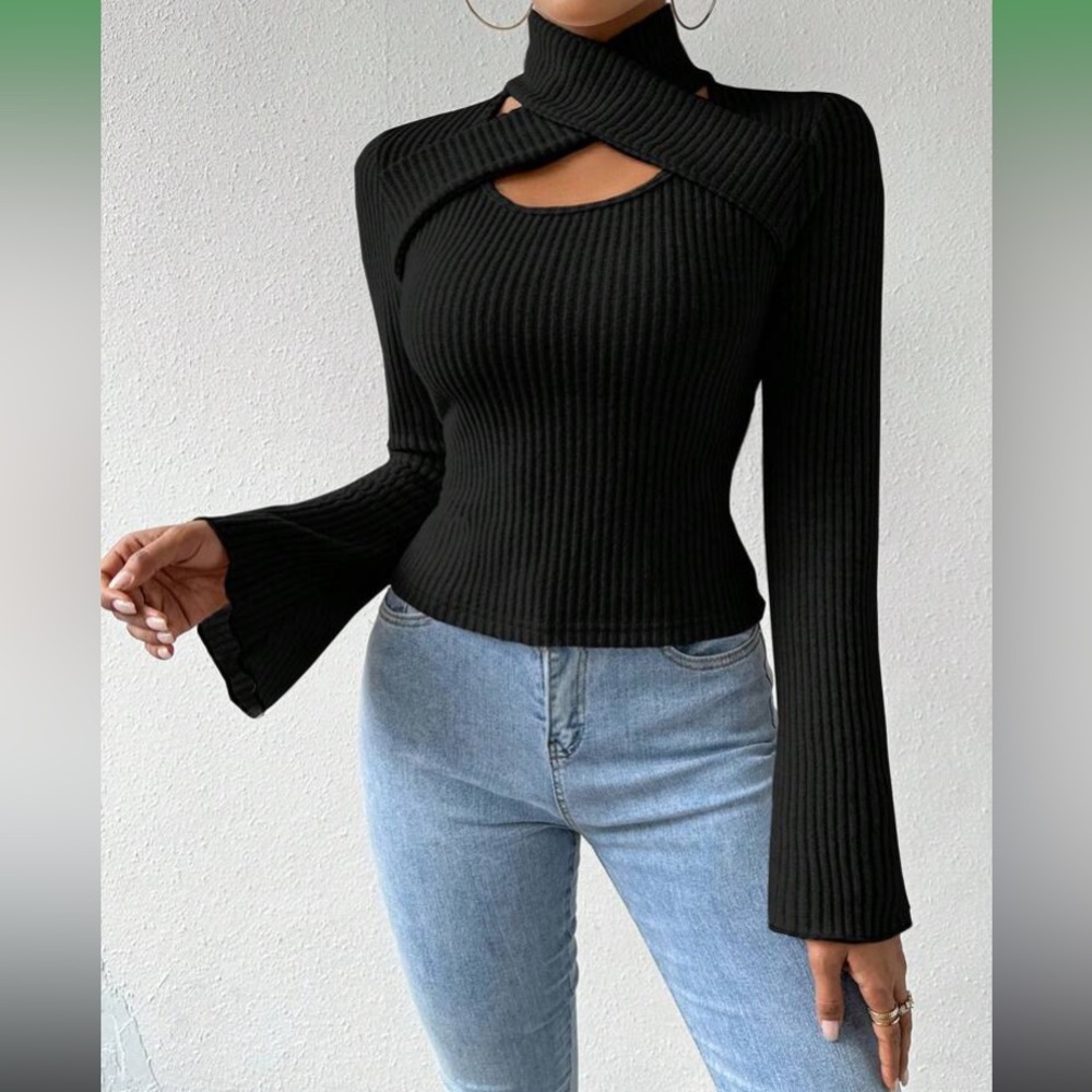 Chic Red Ribbed Knit Top - Picture 8 of 12